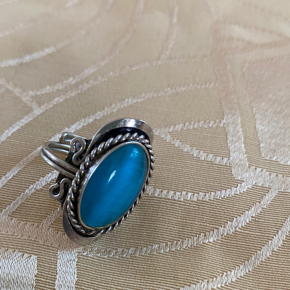 Adjustable Sterling Silver Ring With Shimmering B… - image 4